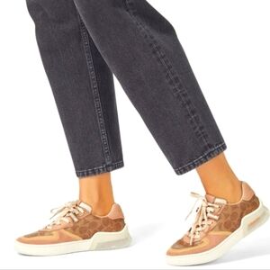 COACH Citysole Court‎ Signature Sneakers Pale Pink Brown Leather G5043 Size 6B